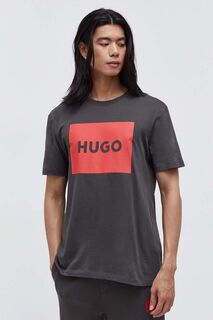 Хлопковая футболка HUGO Hugo, серый