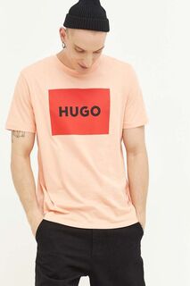 Хлопковая футболка HUGO Hugo, оранжевый