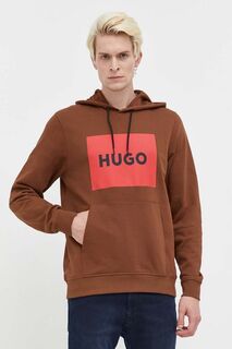 Толстовка HUGO из хлопка Hugo, коричневый