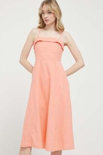 Льняное платье Abercrombie &amp; Fitch, оранжевый