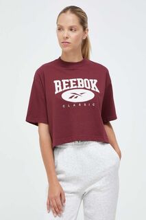 Хлопковая футболка Reebok, бордовый