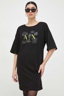 Платье из хлопка Armani Exchange, черный