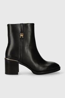 Кожаные ботильоны FEMININE TH HARDWARE MID BOOTIE Tommy Hilfiger, черный