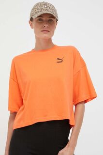 Хлопковая футболка Puma, оранжевый