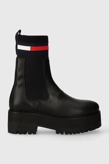 Кожаные ботинки челси TJW FLATFORM CHELSEA SOCK Tommy Jeans, черный