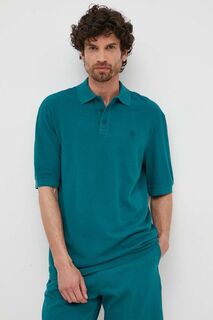Хлопковая рубашка-поло United Colors of Benetton, зеленый