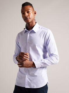 Рубашка в тонкую полоску с длинными рукавами и стрейчем Ted Baker, светло-фиолетовый