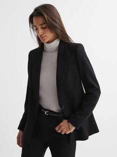 Однобортный костюмный пиджак Gabi Tailored Reiss, черный