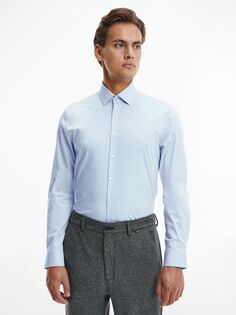 Рубашка приталенного кроя из хлопкового поплина Calvin Klein, спокойный синий