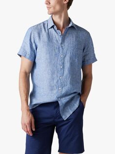 Льняная рубашка узкого кроя Ellerslie с короткими рукавами Rodd &amp; Gunn, джинсовая ткань