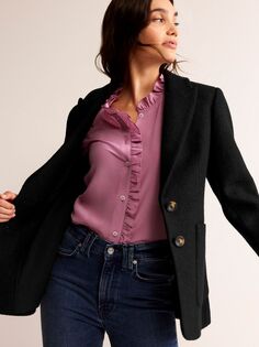Текстурированный пиджак из смесовой шерсти Marylebone Boden, черный
