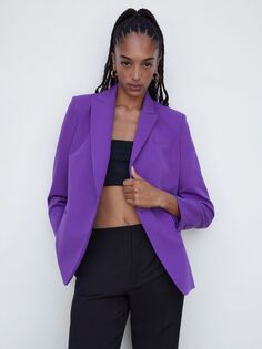 Однобортный пиджак Низа. Средний фиолетовый Mango