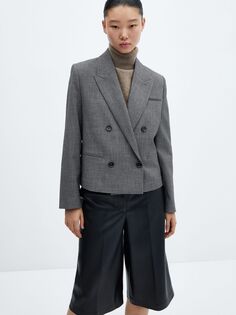 Двубортный пиджак Mango, серый
