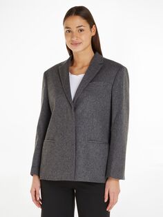 Однотонный пиджак из смесовой шерсти Calvin Klein, темно-серый вереск