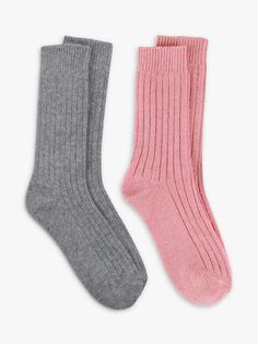 Носки из смеси кашемира до щиколотки totes, розовый/серый