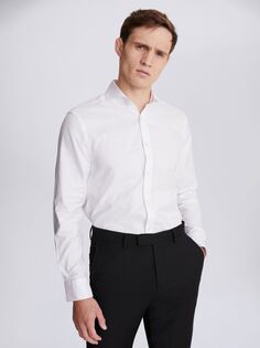 Хлопковая рубашка добби с одинарными манжетами на заказ Moss, белый