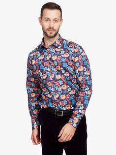 Рубашка с цветочными буквами Simon Carter, синий/мульти