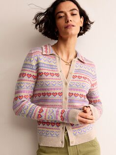 Кардиган Eliza Fair Isle Heart из смесового кашемира Boden, мульти