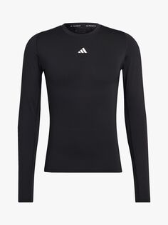Компрессионный спортивный топ Techfit с длинными рукавами adidas, черный