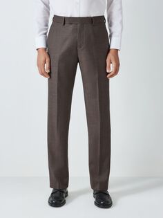 Шерстяные костюмные брюки стандартного кроя John Lewis, коричневый