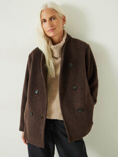 Шерстяное пальто с воротником-воронкой HUSH, коричневый