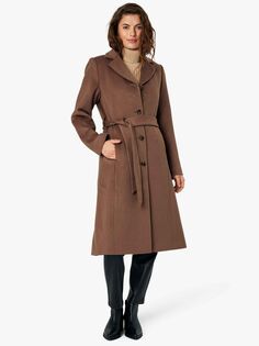 Длинное полушерстяное пальто Cecilia Noa Noa, глубокий серо-коричневый