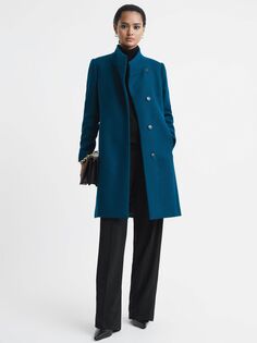 Индивидуальное пальто из смесовой шерсти Mia Reiss, бирюзовый