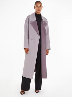 Простое двустороннее шерстяное пальто Calvin Klein, сиреневый сумеречный фиолетовый