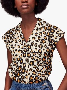 Рубашка с коротким рукавом с расписным леопардовым принтом Whistles, мульти