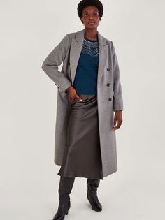 Двубортное шерстяное пальто Fay Monsoon, серый