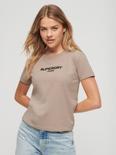 Укороченная футболка с логотипом Sport Luxe Superdry, теплый серый