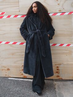 Длинное плюшевое пальто Jolene HUSH, древесный уголь