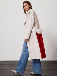 Пальто с цветными блоками из смесовой шерсти Mint Velvet, натуральный/мульти
