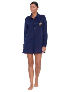 Рубашка оверсайз из хлопка с вышитым логотипом Lauren Camp Ralph Lauren, синий