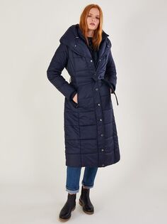 Экологичное стеганое пальто с капюшоном Sorena Monsoon, темно-синий