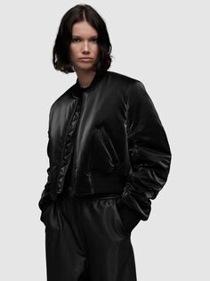 Блестящая куртка-бомбер Callie AllSaints, черный