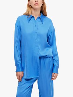 Атласная рубашка с длинным рукавом SELECTED FEMME, туманности голубые