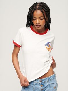 Винтажная футболка с рисунком Americana Superdry, экрю/красный индиана