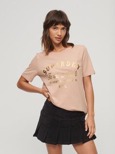Роскошная футболка с металлизированным логотипом Superdry, розовый/мульти