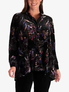 Бархатная блузка Devoree с цветочным принтом chesca, черный/мульти