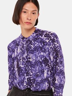 Рубашка реглан с глянцевым леопардовым принтом Whistles, фиолетовый/мульти