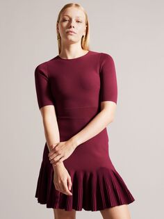 Расклешенное мини-платье Josafee Ted Baker, красный темный