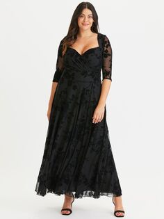 Бархатное платье с цветочным принтом Scarlett &amp; Jo, черный цветочный