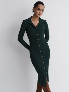 Облегающее платье миди на пуговицах Maria Reiss, зеленый