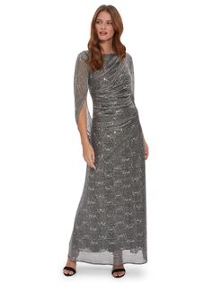 Платье макси с эффектом металлик Joanna Gina Bacconi, черное серебро