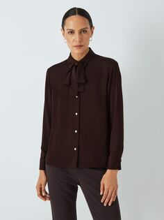 Шелковая блузка с завязками на воротнике Theory, норка