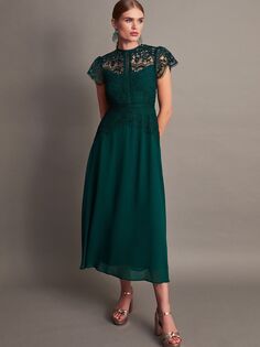 Кружевное платье миди Monica Monsoon, зеленый
