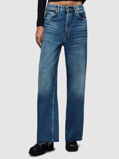 Прямые широкие джинсы Blake AllSaints, темный индиго