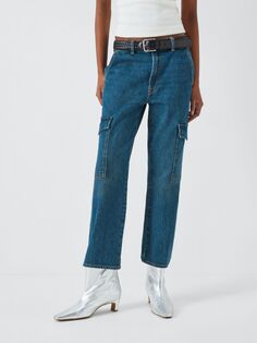 Прямые укороченные джинсы Cargo Logan с высокой талией 7 For All Mankind, синий колокол