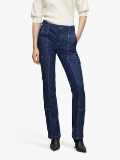 Прямые джинсы-карго Ada с высокой посадкой HUGO BOSS, синий